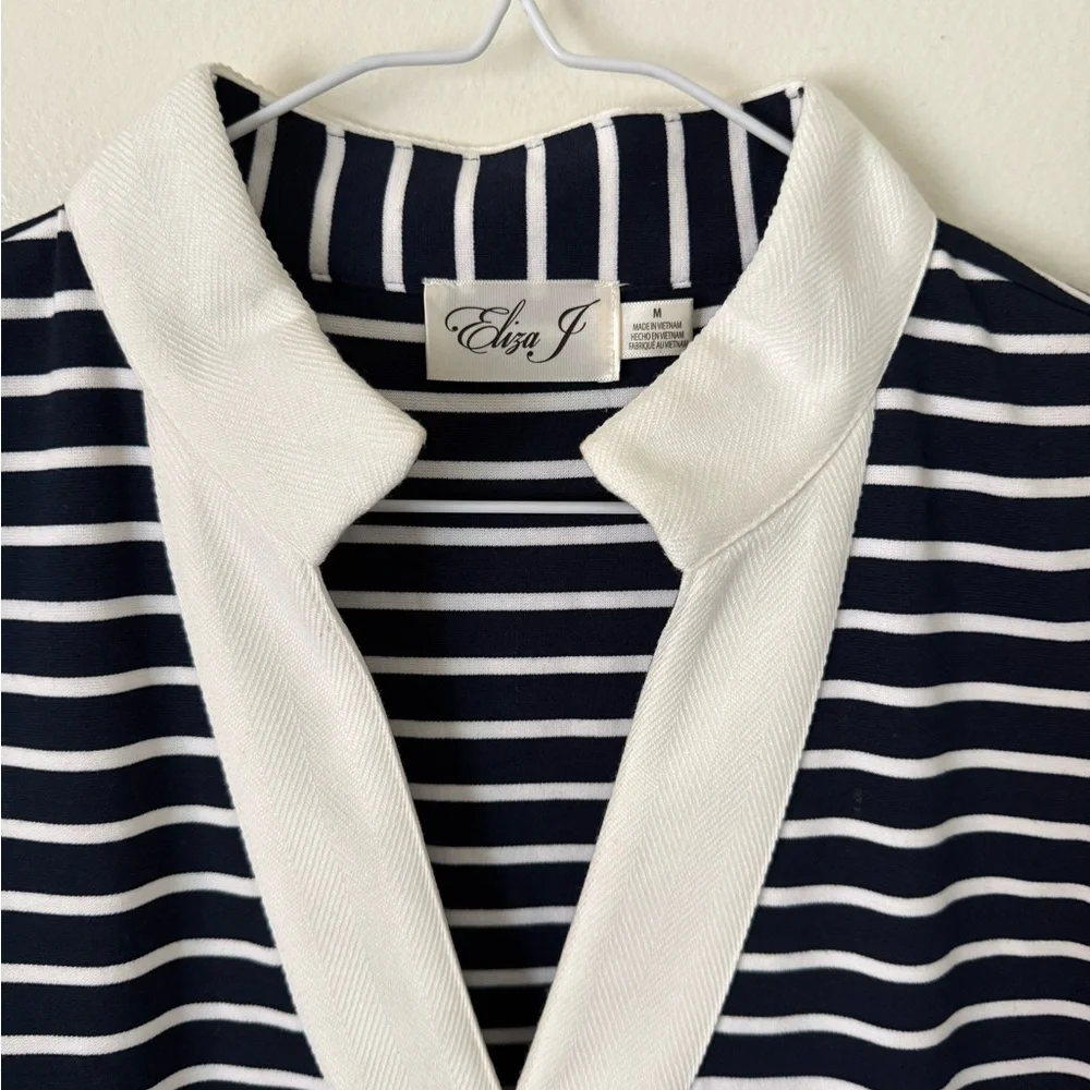 Eliza J Nautical Stripe Sleeveless V-Neck Mini Dress - Picture 3 of 5